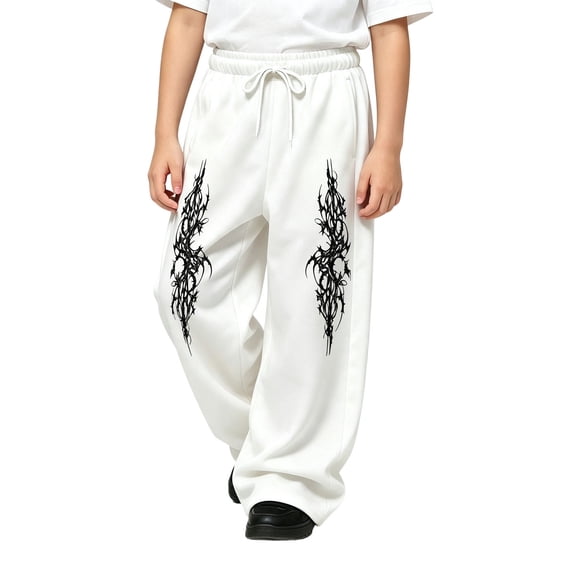 CONZONE Big Boys Baggy Sweatpants Y2K Graphic Joggers for Boys Drawstring Fall Winter Athletic Trousers with Pockets