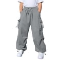 thumbnail image 1 of CONZONE Big Boys Cargo Pants Elastic Waist Baggy Joggers for Child Drawstring Wide Leg Fall Casual Trousers with Pockets Size 13-14 Years, 1 of 9