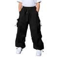 thumbnail image 1 of CONZONE Big Boys Cargo Pants Elastic Waist Baggy Joggers for Child Drawstring Wide Leg Fall Casual Trousers with Pockets Size 7-8 Years, 1 of 8