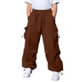 thumbnail image 1 of CONZONE Big Boys Cargo Pants Elastic Waist Baggy Joggers for Child Drawstring Wide Leg Fall Casual Trousers with Pockets Size 9-10 Years, 1 of 9