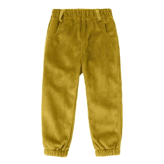 Girls Casual Fashion Curved Pants for Everyday Play and Daily Wear in Girls Pants Category, Yellow, 12-13 Years