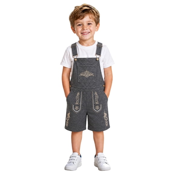 CONZONE Big Boys Overalls Adjustable Straps Graphic Jumpsuit for Kids Casual Romper for Boys