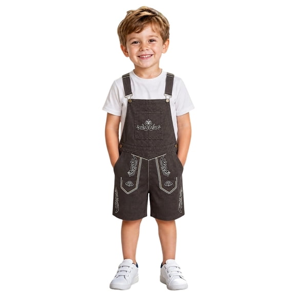 CONZONE Big Boys Overalls Adjustable Straps Graphic Jumpsuit for Kids Casual Romper for Boys