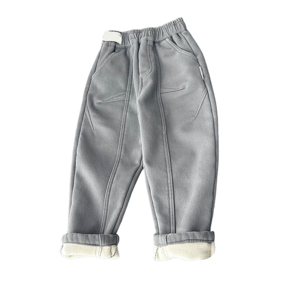CONZONE Big Boys Thick Pants Wide Leg Baggy Pants for Boys Drawstring Thermal Winter Trousers with Pockets