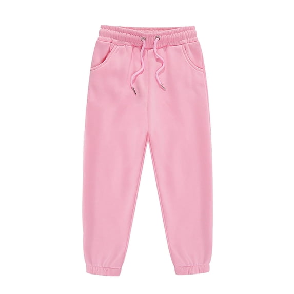 CONZONE Big Girls Baggy Pants Wide Leg Jogger Pants for Girls Elastic Waist Drawstring Soft Fall Sports Trousers with Pockets Size 10-11 Years