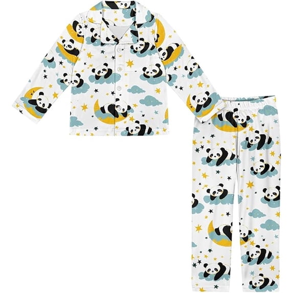 CONZONE Big Girls Pajama Set Long Sleeve Button Down Shirt and Pants Dog Print Soft Sleepwear 2 Piece Pjs Set Size 11-12 Years