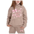 thumbnail image 1 of CONZONE Big Girls Sweatsuits 2 Piece Set Long Sleeve Bow Graphic Hoodies and Jogger Sweatpants Soft Fall Winter Outfits for Girls Size 10-11 Years, 1 of 4