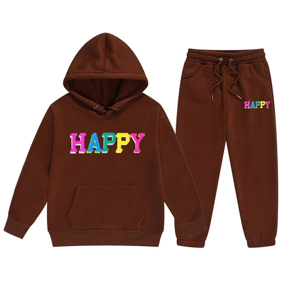 CONZONE Big Girls Sweatsuits 2 Piece Set Long Sleeve Letter Graphic Hoodies and Jogger Sweatpants Soft Fall Winter Outfits for Girls Size 8-9 Years