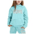 thumbnail image 1 of CONZONE Big Girls Sweatsuits 2Pcs Sets Letter Graphic Hoodies Jogger Sweatpants Outfits Fall Winter Clothes for Girls, 1 of 4