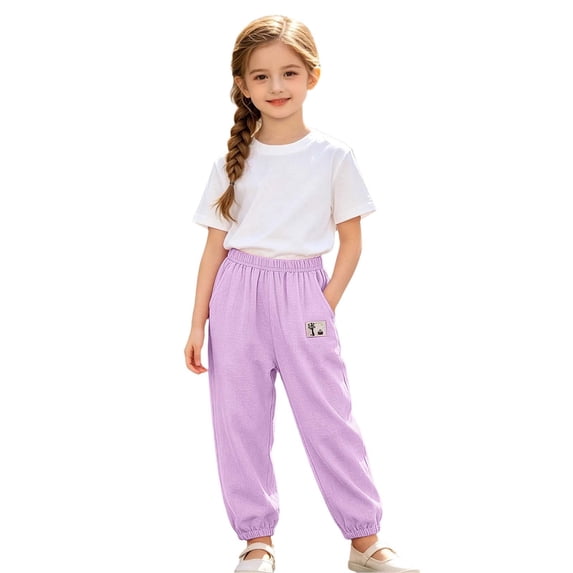 CONZONE Boys Baggy Pants Straight Leg Casual Pants for Child Elastic Waist Graphic Fall Winter Athletic Jogger Pants with Pockets