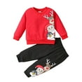 thumbnail image 1 of CONZONE Christmas Boys Clothes Set Xmas Deer Graphic Long Sleeve Sweatshirts Pants 2Pcs Outfit Set Warm Soft Fall Winter Clothing Sets, 1 of 8