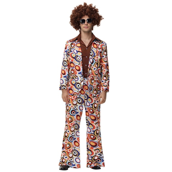 CONZONE Carnival 70S Disco Outfit For Men Funny Mens Hippie Clothes Sets Festival Stage Performance Clothes Dance Show Outfits