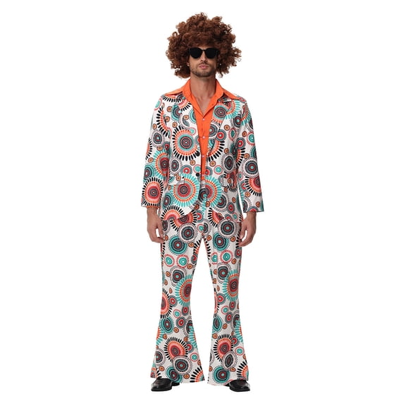 CONZONE Carnival 70S Disco Outfit For Men Funny Mens Hippie Clothes Sets Festival Stage Performance Clothes Dance Show Outfits