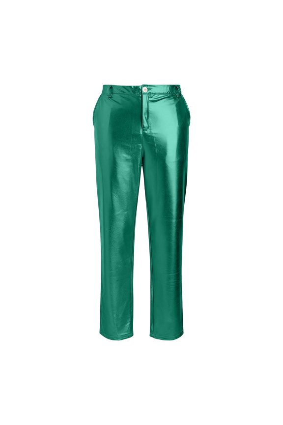 Carnival Disco Pants for Men Metallic Shiny Straight Leg Party Dance Trousers Funny Stage Performance Nightclub Clothes