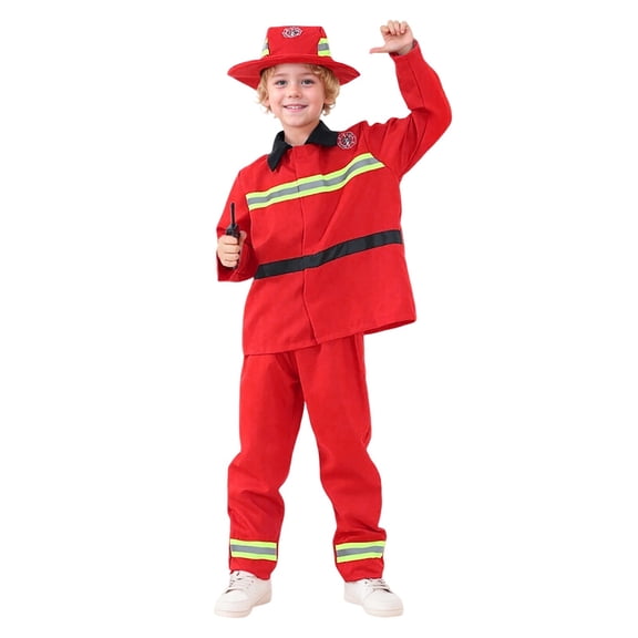 CONZONE Carnival Fireman Dress Up For Boys Funny Kids Festival Stage Performance Clothes Accessories Outfits