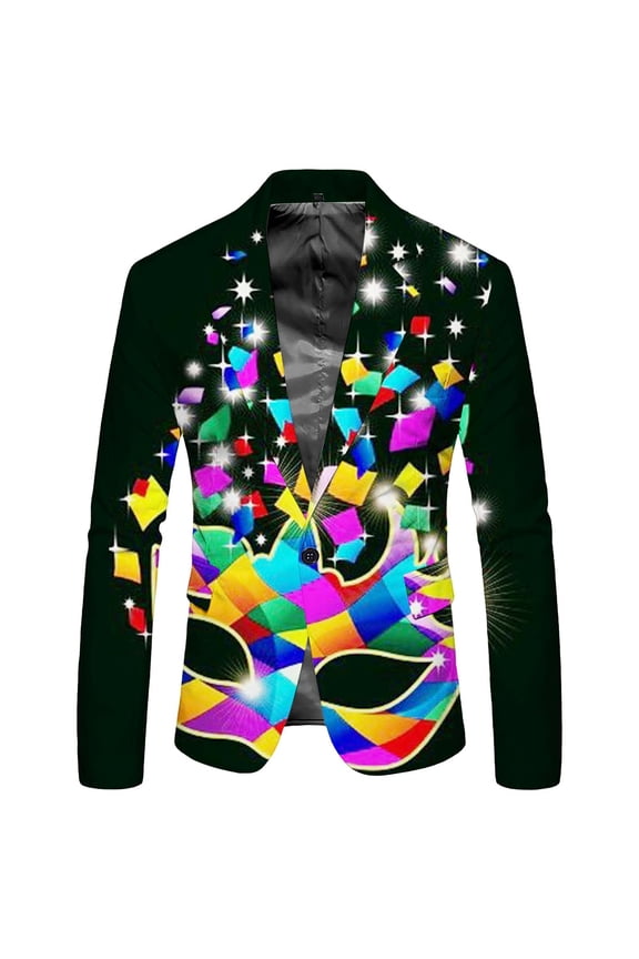 Carnival Men's Blazer Casual Suit Jacket for Men Fashion Graphic One Button Elegant Slim Fit Dress Jacket for Performance,Prom,Wedding