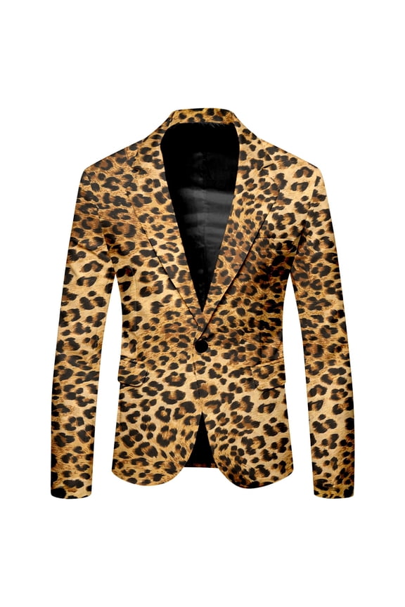 Carnival Men's Blazer Casual Suit Jacket for Men Leopard Graphic One Button Elegant Slim Fit Dress Jacket for Performance,Prom,Wedding