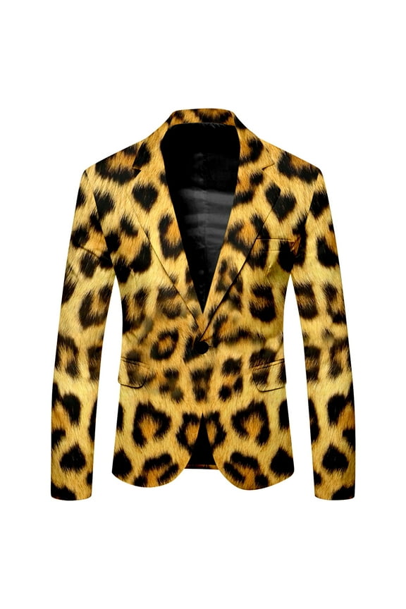 Carnival Men's Blazer Casual Suit Jacket for Men Leopard Graphic One Button Elegant Slim Fit Dress Jacket for Performance,Prom,Wedding