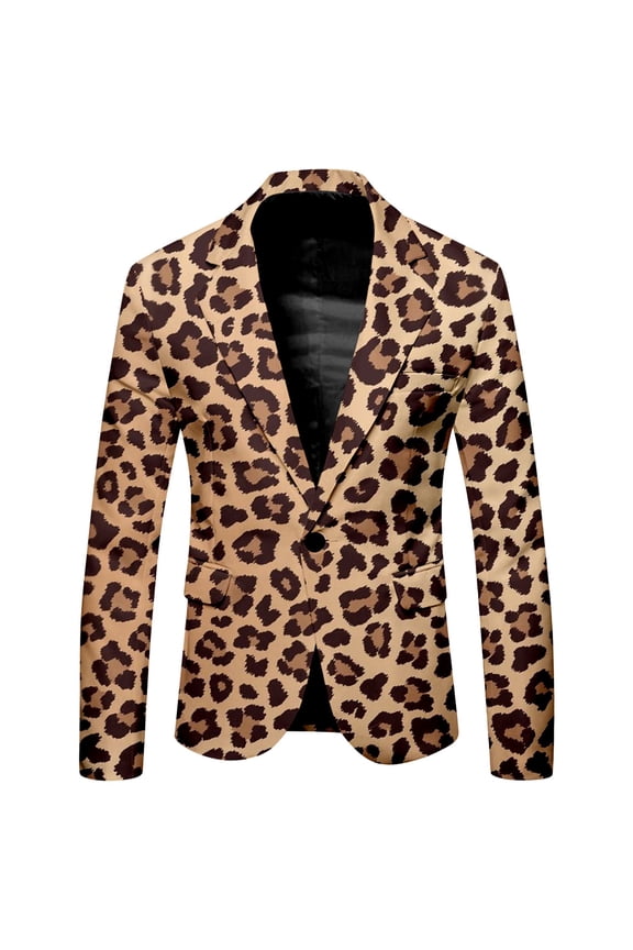Carnival Men's Blazer Casual Suit Jacket for Men Leopard Graphic One Button Elegant Slim Fit Dress Jacket for Performance,Prom,Wedding