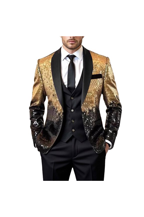 Carnival Men's Blazer Casual Suit Jacket for Men Sparkly Sequins One Button Elegant Slim Fit Dress Jacket for Performance,Prom,Wedding
