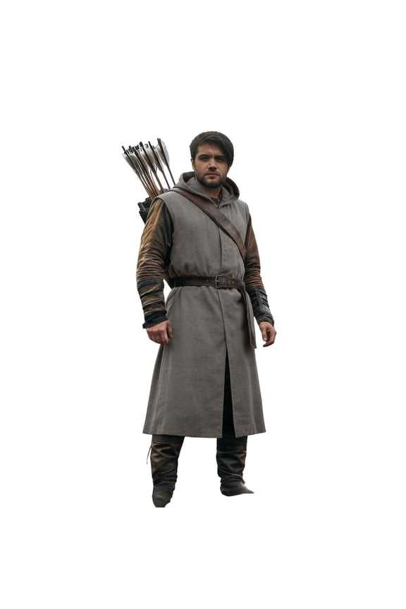 Carnival Men's Hooded Surcoat Sleeveless Tabard Tunic Cloak for Men Casual Viking Solid Color Funny Party Stage Performance Tops