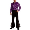 thumbnail image 1 of CONZONE Carnival Mens 70S Disco Set 2 Peice Dance Suit for Men Glitter Sequins Long Sleeve Tops Flared Pants Funny Stage Performance Outfits, 1 of 4