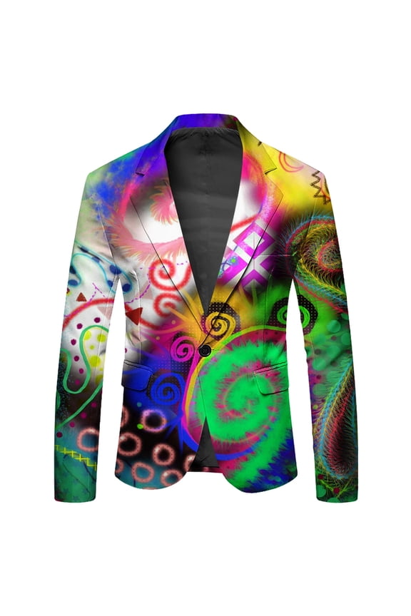 Carnival Mens Blazer Casual Suit Jacket for Men Colorful Graphic One Button Elegant Slim Fit Dress Jacket for Performance,Prom,Wedding