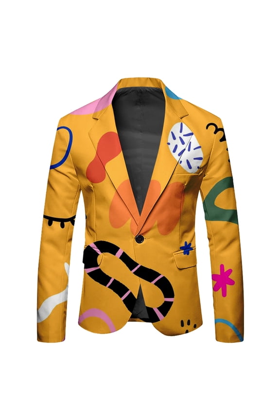 Carnival Mens Blazer Casual Suit Jacket for Men Fashion Graphic One Button Elegant Slim Fit Dress Jacket for Performance,Prom,Wedding