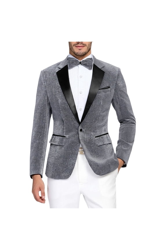 Carnival Mens Blazer Casual Suit Jacket for Men Patchwork Color One Button Elegant Slim Fit Dress Jacket for Performance,Prom,Wedding