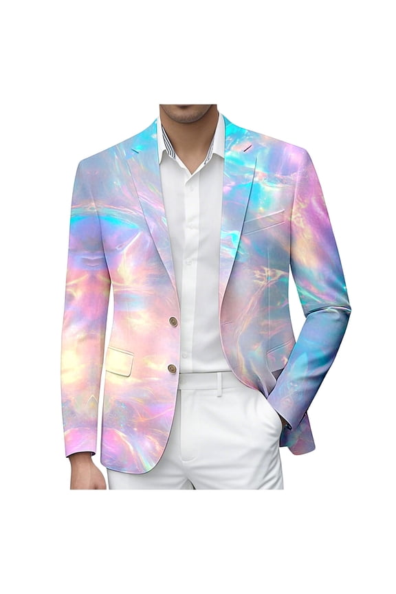 Carnival Mens Blazer Casual Suit Jacket for Men Sequins Graphic One Button Elegant Slim Fit Dress Jacket for Performance,Prom,Wedding