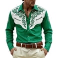 thumbnail image 1 of CONZONE Carnival Mens Buttons Down Shirts Long Sleeve Shirts For Men Trendy Western Cowboy Embroidery Lapel Soft Lightweight Tops, 1 of 4
