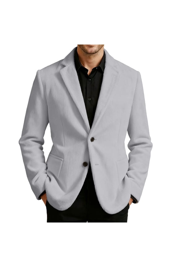 Carnival Mens Corduroy Blazer Casual Suit Jacket for Men Solid Color Two Buttons Elegant Slim Fit Dress Jacket for Performance,Prom,Wedding