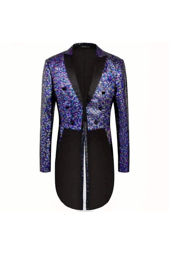 Carnival Mens Sequins Blazer Casual Suit Jacket for Men Sparkly Glitter Elegant Slim Fit Dress Jacket for Performance,Prom,Wedding