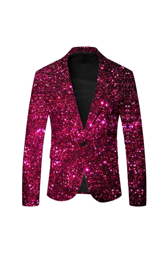 Carnival Suit Jacket for Men Casual Men's Blazer Sequins Graphic One Button Elegant Slim Fit Dress Jacket for Performance,Prom,Wedding