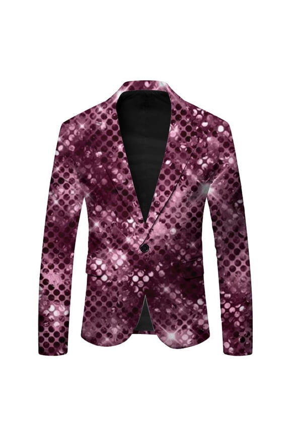 Carnival Suit Jacket for Men Casual Men's Blazer Sequins Graphic One Button Elegant Slim Fit Dress Jacket for Performance,Prom,Wedding