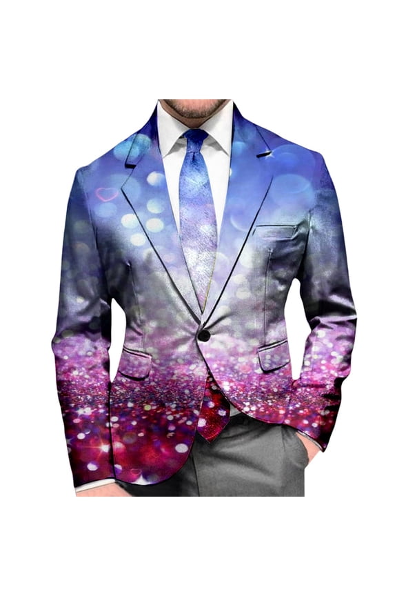 Carnival Suit Jacket for Men Casual Mens Blazer Fashion Graphic One Button Elegant Slim Fit Dress Jacket for Performance,Prom,Wedding