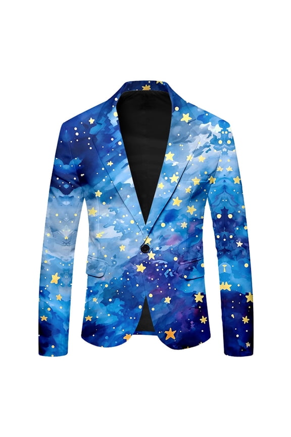 Carnival Suit Jacket for Men Casual Mens Blazer Sequins Graphic One Button Elegant Slim Fit Dress Jacket for Performance,Prom,Wedding