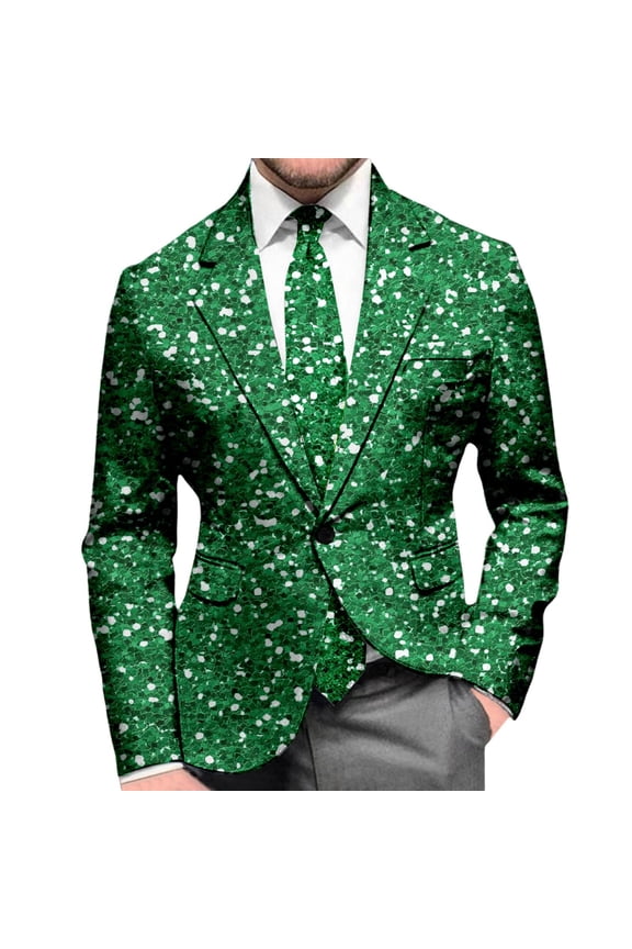 Carnival Suit Jacket for Men Casual Mens Blazer Sequins Graphic One Button Elegant Slim Fit Dress Jacket for Performance,Prom,Wedding