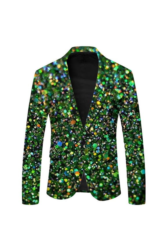 Carnival Suit Jacket for Men Casual Mens Blazer Sequins Graphic One Button Elegant Slim Fit Dress Jacket for Performance,Prom,Wedding