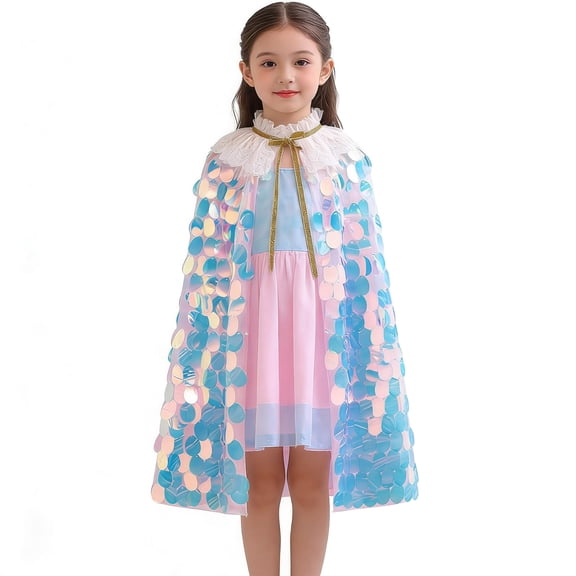 CONZONE Carnival Toddler Baby Girls Cape Sparkly Sequins Cloak Funny Festival Stage Performance Outfit Sets