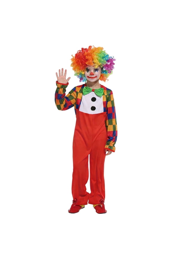 Carnival Toddler Boys Clown Dress Up Patchwork Color Jumpsuit With Hat Funny Party Stage Performance Outfits