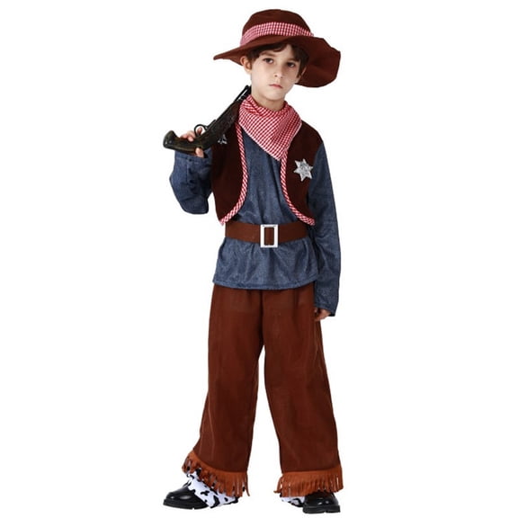 CONZONE Carnival Toddler Boys Cowboy Dress Up Vest Pants Tassel Star Embroidery Funny Festival Stage Performance Clothes