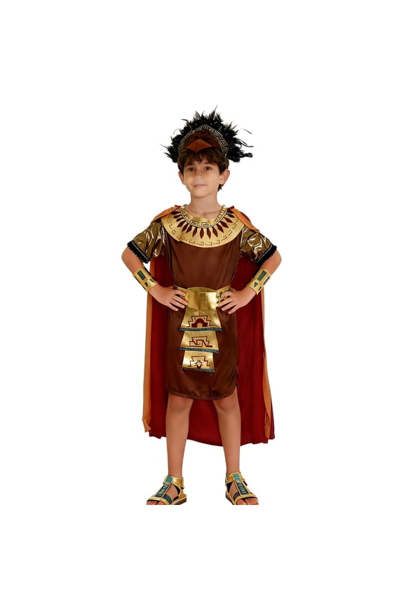 Carnival Toddler Boys Roma Warrior Dress Up Fashion Cloak Hat Outfit Funny Party Stage Performance Clothes Set