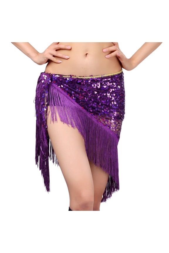 Carnival Womens Belly Dance Skirt Glitter Sparkly Sequins Elastic Waist Bodycon Skirts for Funny Festival Stage Performance