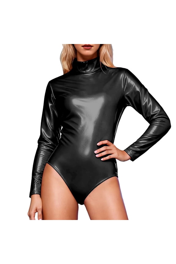 Carnival Womens Gothic Bodysuit High Collar Long Sleeve Funny Stage Performance Leotard Jumpsuit