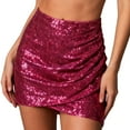 thumbnail image 1 of CONZONE Carnival Womens Sequins Skirt Glitter Sparkly High Waist Bodycon Mini Skirts for Funny Festival Stage Performance, 1 of 5