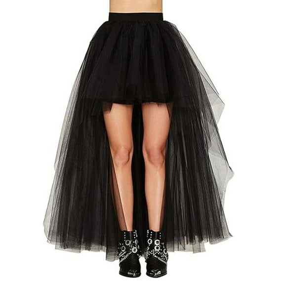 CONZONE Carnival Womens Tulle Maxi Skirt Solid Color A Line High Waist Mesh Tutu Skirts for Funny Festival Stage Performance