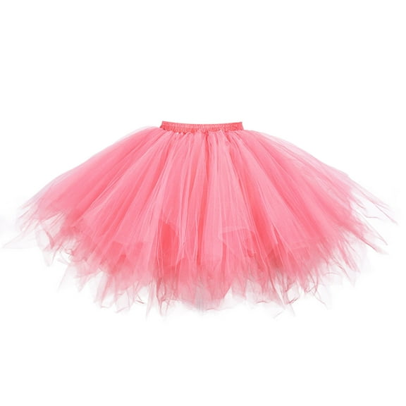 CONZONE Carnival Womens Tulle Midi Skirt Solid Color Elastic Waist Mesh Tutu Skirts for Funny Festival Stage Performance