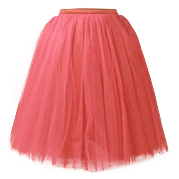 CONZONE Carnival Womens Tulle Midi Skirt Solid Color Elastic Waist Mesh Tutu Skirts for Funny Festival Stage Performance