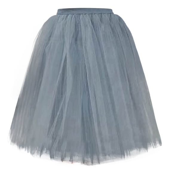 CONZONE Carnival Womens Tulle Midi Skirt Solid Color Elastic Waist Mesh Tutu Skirts for Funny Festival Stage Performance